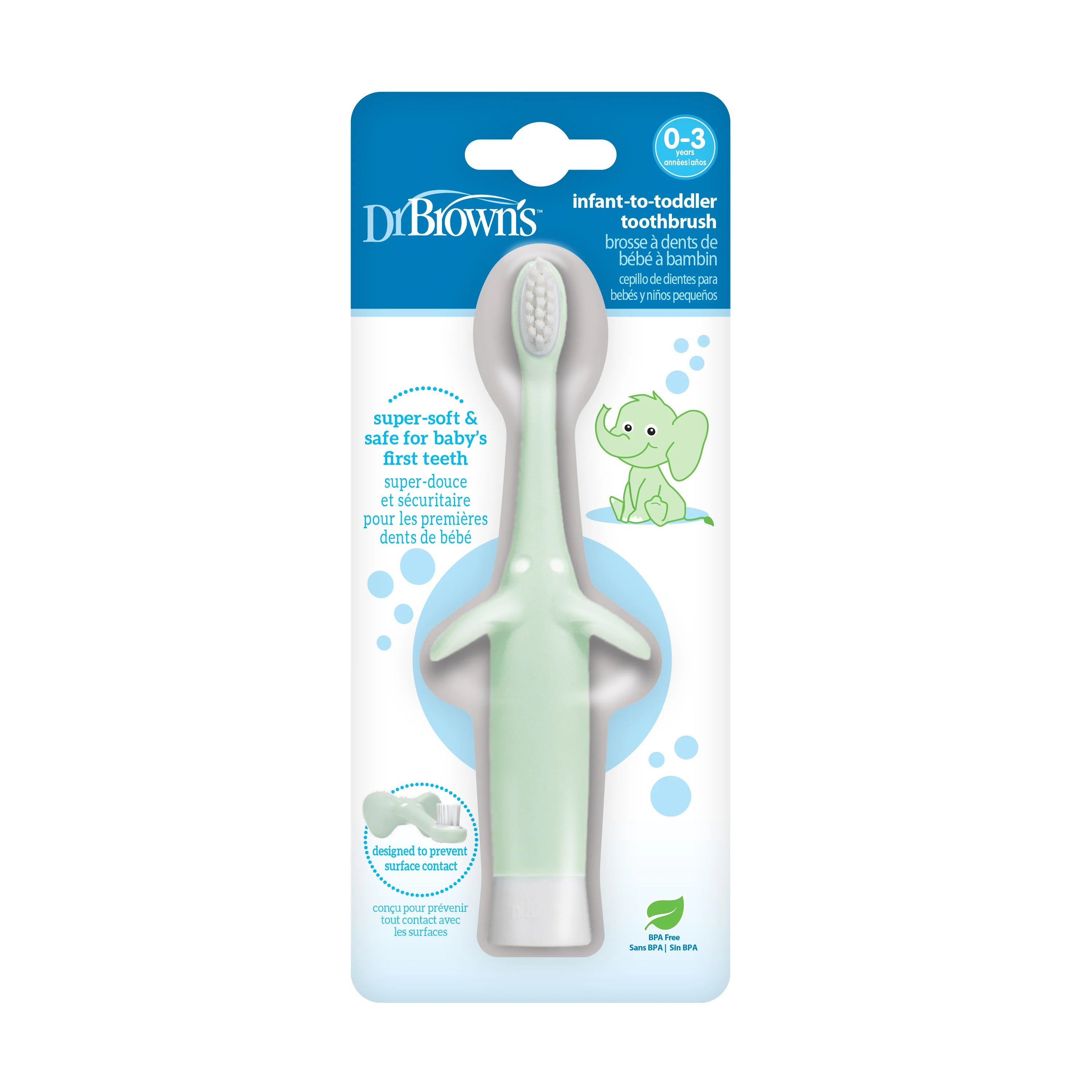 Dr. Brown's Infant-to-Toddler Toothbrush, Elephant, 1-Pack - Image 3