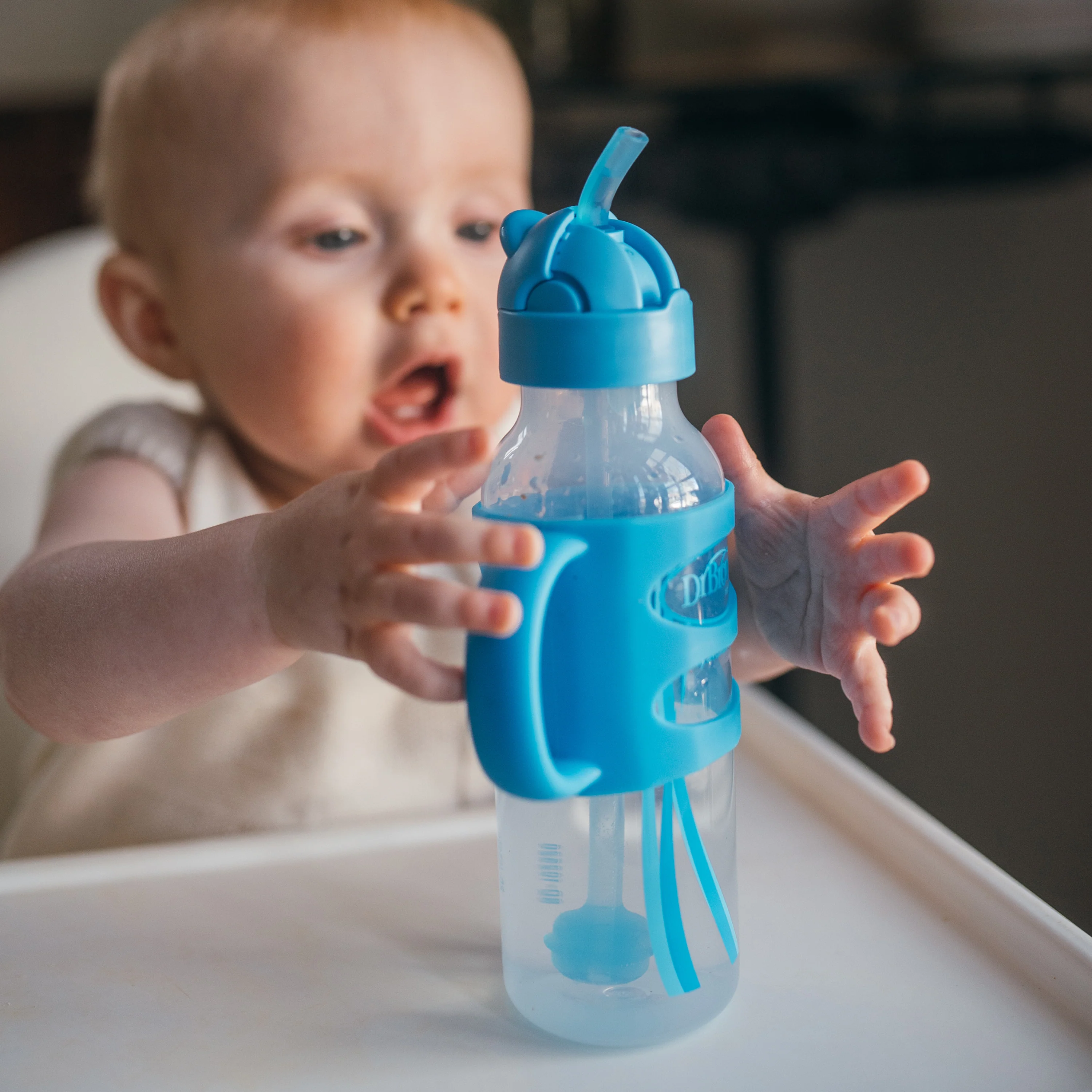 Dr. Brown's Milestones Narrow Sippy Straw Bottle with Silicone Handles, 8 oz/250 mL - Image 3